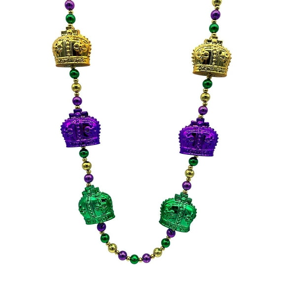 Mardi Gras Spot Purple, Green and Gold Necklace with Crowns