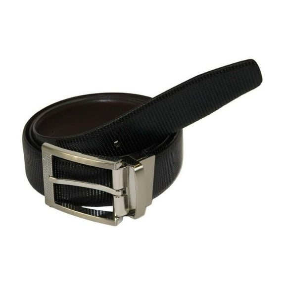 Mens VALENTINI Textured Leather Belt Classic Pin Buckle Reversible sw68 Black