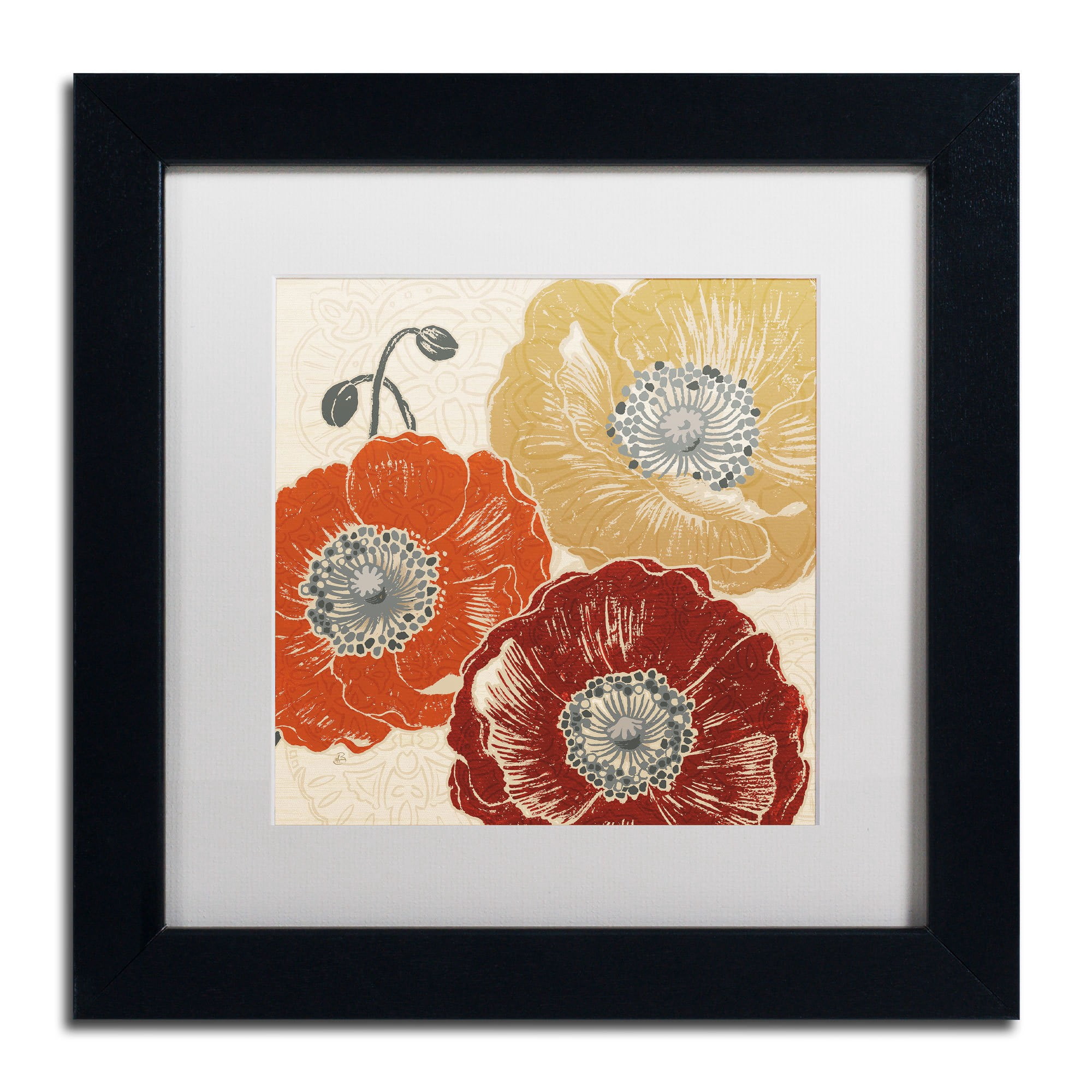 Trademark Fine Art "A Poppy's Touch III" Canvas Art by Daphne Brissonnet, White Matte, Black Frame