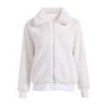 thumbnail image 4 of Baqcunre Women's Autumn/Winter Solid Color Plush Warm Zipper Fleece Jacket with Pocket Winter Clothes for Women Womens Coats Crop Tops Fleece Jacket Women,White,S, 4 of 5
