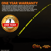 Catfish Pro Orange Dragon Fire Catfish Casting Rod, 7'6 One-Piece Medium Action Glow-in-the-Dark Fishing Rod, S-Glass/E-Glass/Carbon Graphite Blank