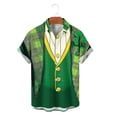 thumbnail image 2 of oelaio Men's St. Patrick's Day Shirt Irish Clover 3D Printed Button Down Tuxedo Shirts Shamrock Casual Short Sleeve Hawaiian Shirt Multicolor XXXL, 2 of 6