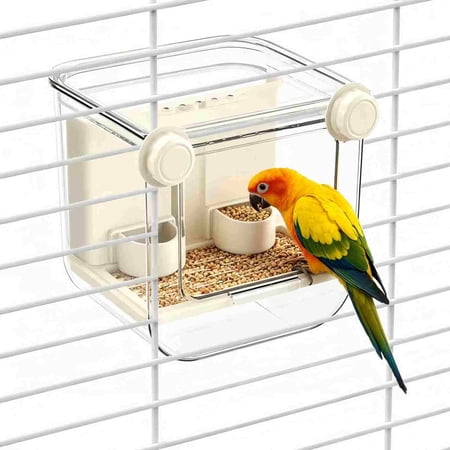 DAEX Automatic Bird Feeder for Cage, Transparent Seed Container for Parrots, Budgies, Canaries and Cockatiels