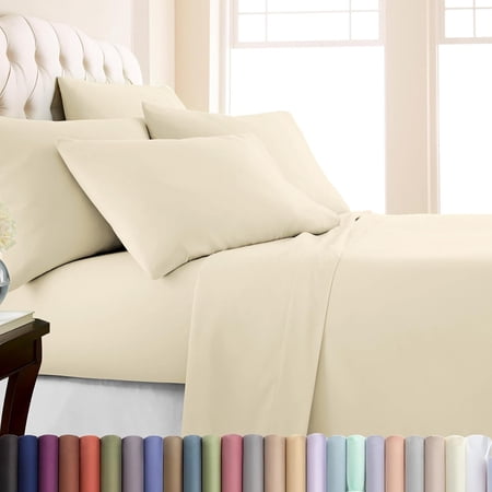 Southshore Fine Linens Bed Sheet Set 6 Piece Extra Soft Brushed Microfiber Deep Pocket Sheet Set with 4 Pillowcases Fits Mattresses up to 16 inch Queen Cream