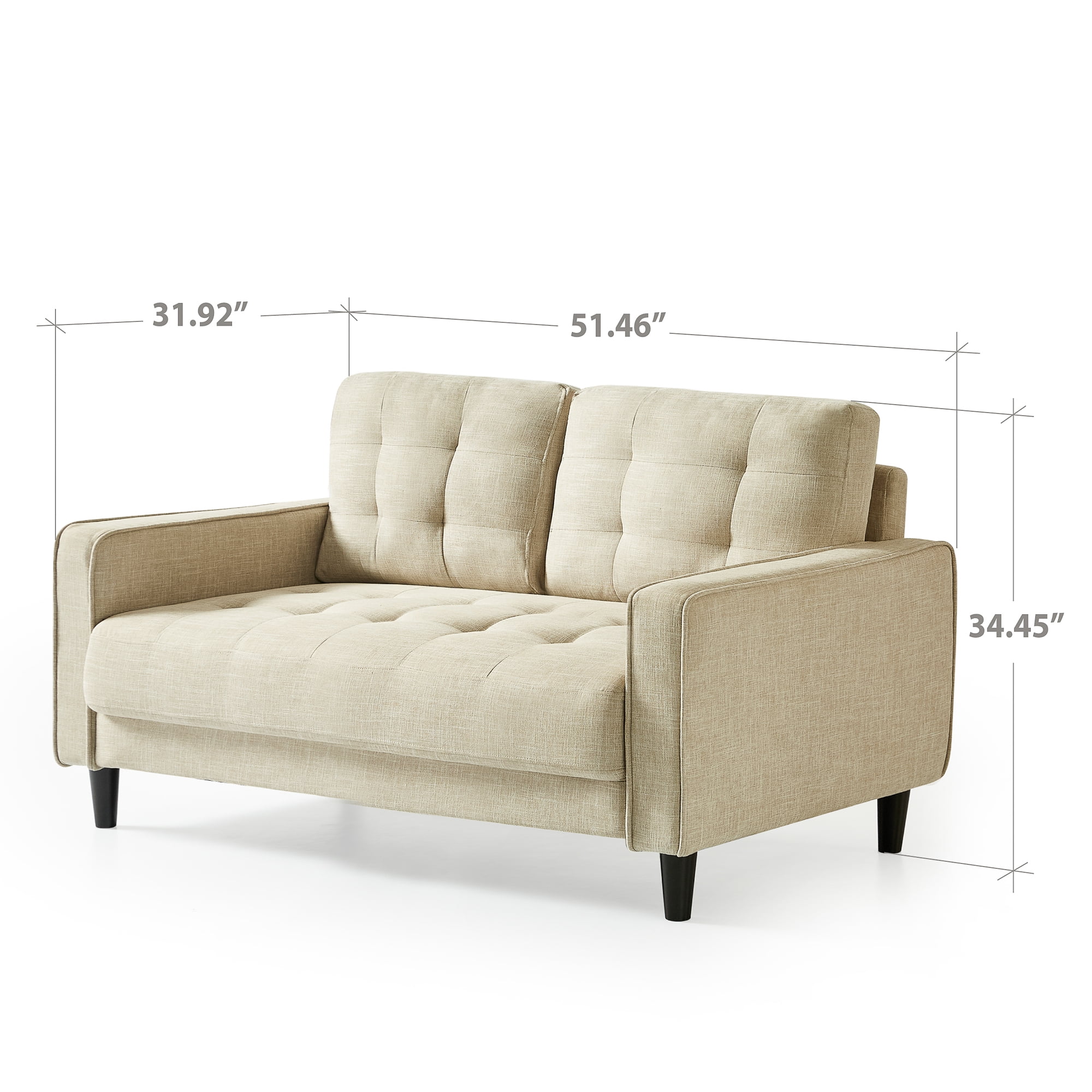Zinus Benton 2-Seater Upholstered Indoor Loveseat, Beige