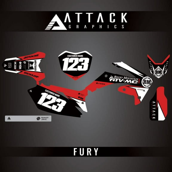 Attack Graphics Custom Fury Complete Bike Graphics Kit for Honda CRF250R 2012