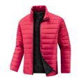 thumbnail image 1 of Autumn Stand Collar Lightweight Puffer Jackets Men's NEW Quilted Jacket Water Resistant Ripstop Down Insulated Windbreaker Coats Red 5XL, 1 of 5