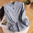 thumbnail image 2 of hotojiny Long Sleeve Shirt for Women Spring Clothes Cotton Linen Breathable Collar Solid Color Tee for Work Business, 2 of 3