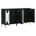 thumbnail image 3 of EUROCO 59.8" Sideboard Buffet Cabinet,Modern Wooden Storage Cabinet with 4 Doors and Adjustable Shelf for Living Room and Entryway,Black White, 3 of 8