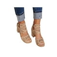 thumbnail image 4 of UKAP Womens Block Heel Gladiator Sandal Party Dress Open Toe Shoes Khaki 9, 4 of 6