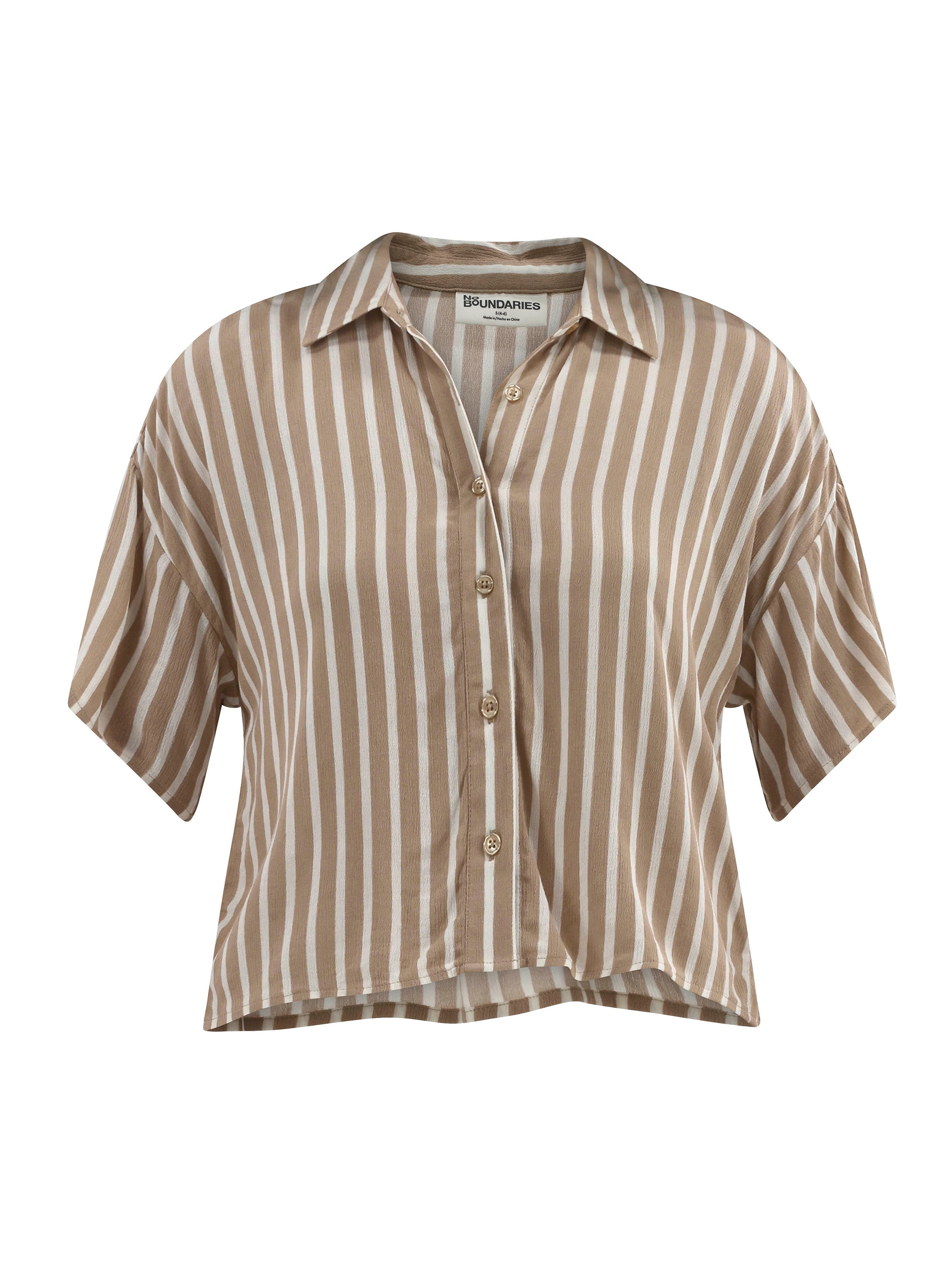 No Boundaries Woven Button Front Top and Shorts Set, 2-Piece, Women's