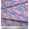 thumbnail image 3 of Soimoi Polyester Crepe Fabric Check,Leaves & Rose Floral Printed Craft Fabric by The Yard 52 Inch Wide, 3 of 3