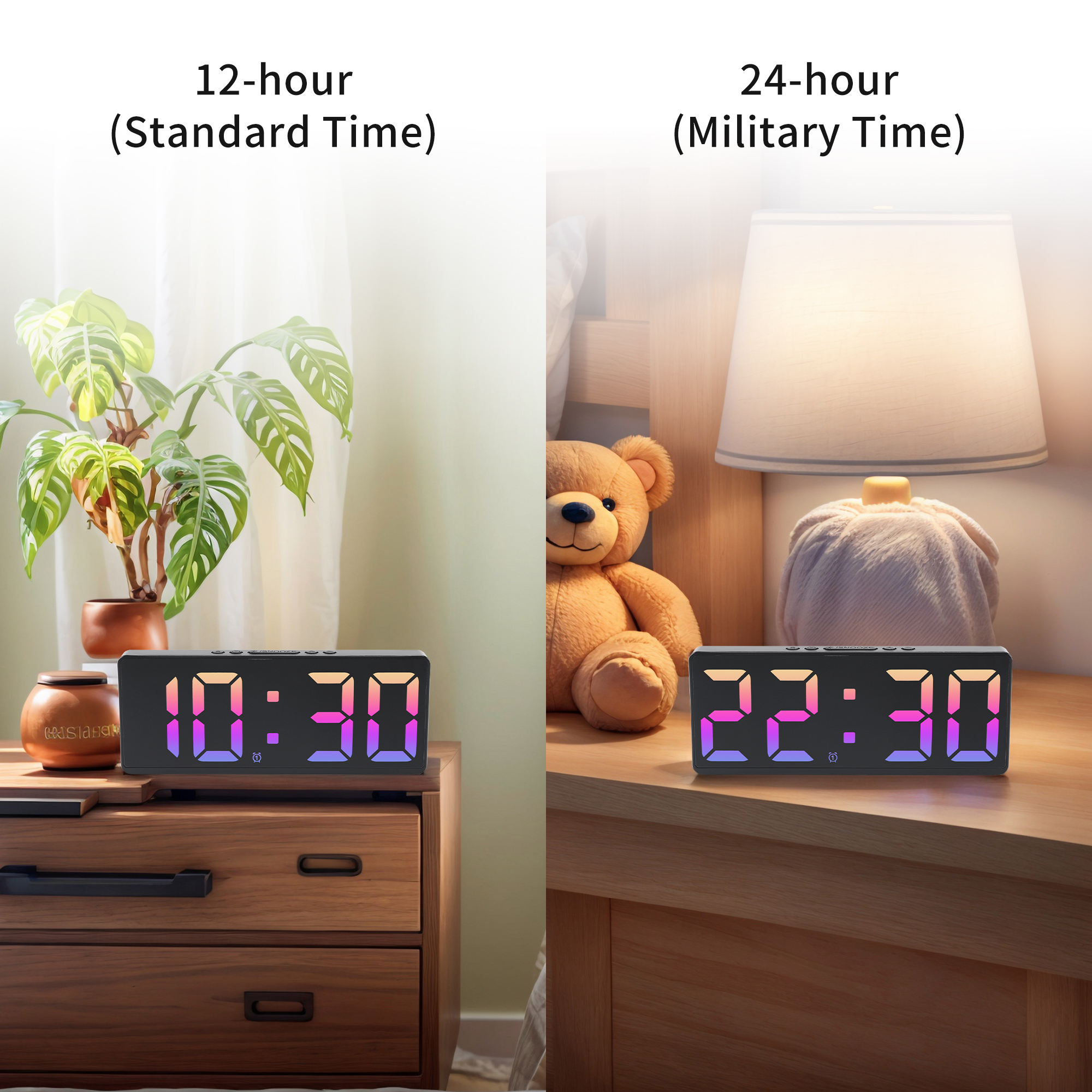Unique Bargains Alarm Clock White Housing and Red Light 6.1"L x 0.9"W x 2.5"H