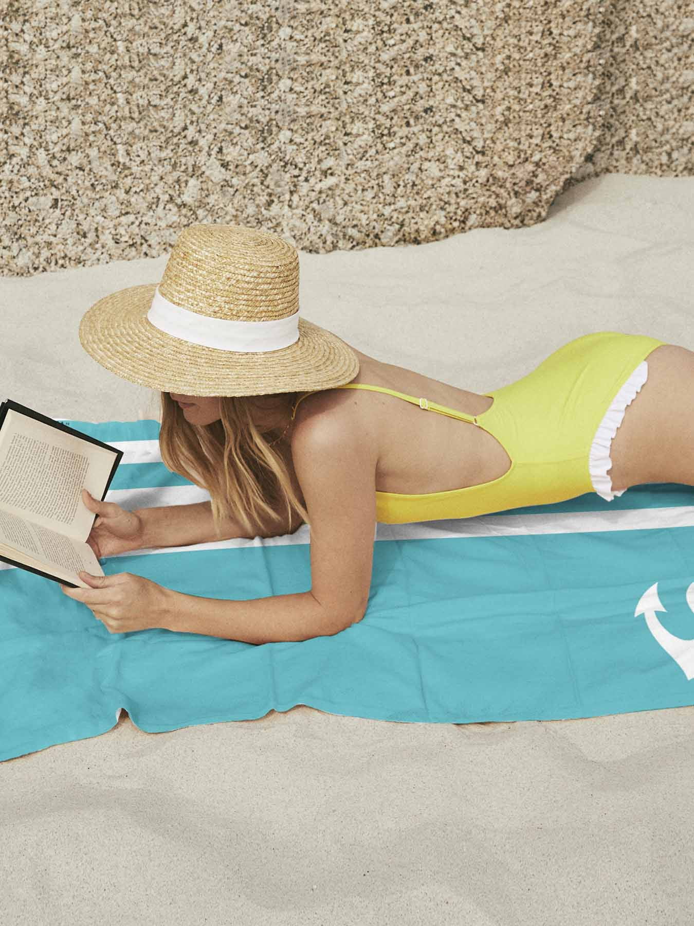 Beach Towel Nautical Anchor Bath Pool Towels Geometric Teal Blue Stripes Absorbent Beach Towel Soft Large Quick Dry Lightweight Camping Travel Sports Yoga Gym Swim Towels for Adult 35x70 Inch