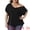 Black, variant on DARING DIVA Women's Plus V Neck One Cold Shoulder T Shirt Summer Blouse 2X Black