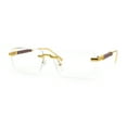 thumbnail image 4 of Mens Hustler Rimless Narrow Rectangle Metal Rim Fashion Eyeglasses Gold Brown, 4 of 8
