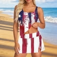 thumbnail image 2 of Danhjin 4th of July Tankini Swimsuits for Women Independence Day's 3 Piece Sets Tankini Top with Skirt and Brief Printed Tummy Control Bathing Suit, 2 of 6
