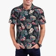 thumbnail image 4 of Xecao Colorful Tropical Leaves for Mens' Casual Short Sleeve Button-Down Polo Shirts for a Classic Golf Look, 4 of 9