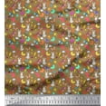 thumbnail image 1 of Soimoi Brown Cotton Voile Fabric Sun,Insect & Rabbit Cartoon Decor Fabric Printed BTY 42 Inch Wide, 1 of 1