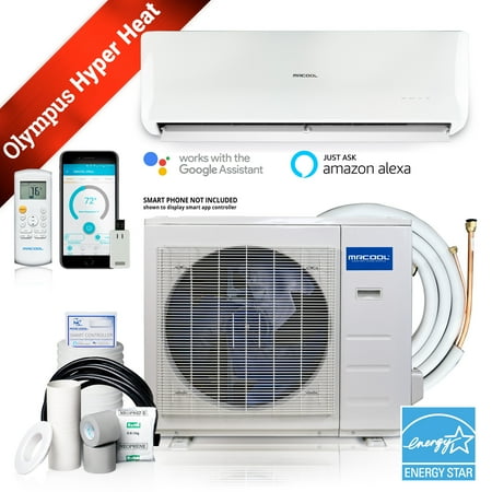 24K BTU Heat Pump Condenser & Wall Mount Air Handler 230 volt 20.5 SEER with 25ft Line Set and Enhanced WiFi (Works with Alexa, Works with Google Assistant)