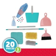 Kid Connection 21-Piece Pretend Cleaning Set with Sound Vacuum, Mop, Broom, Bucket & Cleaning Accessories