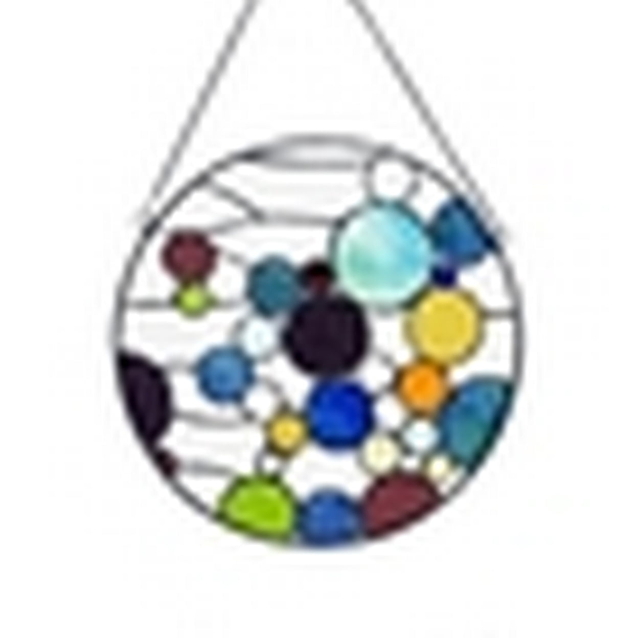 CHLOE Lighting BUBBLES Geometric-Style Stained Glass Window Panel 13" Wide