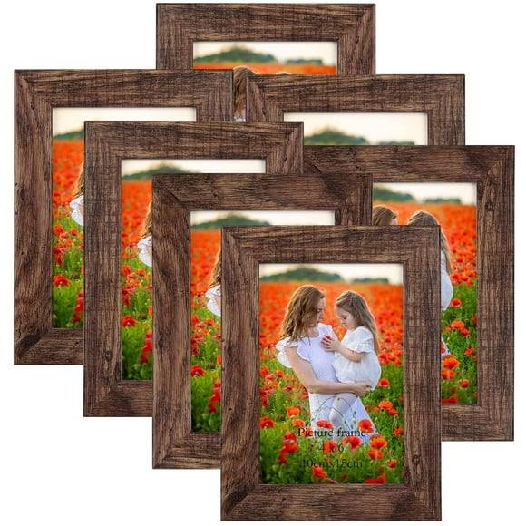 AmPm Gallery Wall Frame Set 7 Pack Distressed Picture Frame Set, One 8x10 Picture Frames, Two 5x7 Picture Frames, Four 4x6 Picture Frames