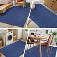 thumbnail image 6 of Vintage Navy Blue Large Area Rugs for Bedroom Living Room, Non Slip Carpet Bedside Rug, Farmhouse Retro Dark Solid Color Linen Texture Rectangular Floor Cover Kitchen Accent Rug 2.7'x5' for Office, 6 of 9