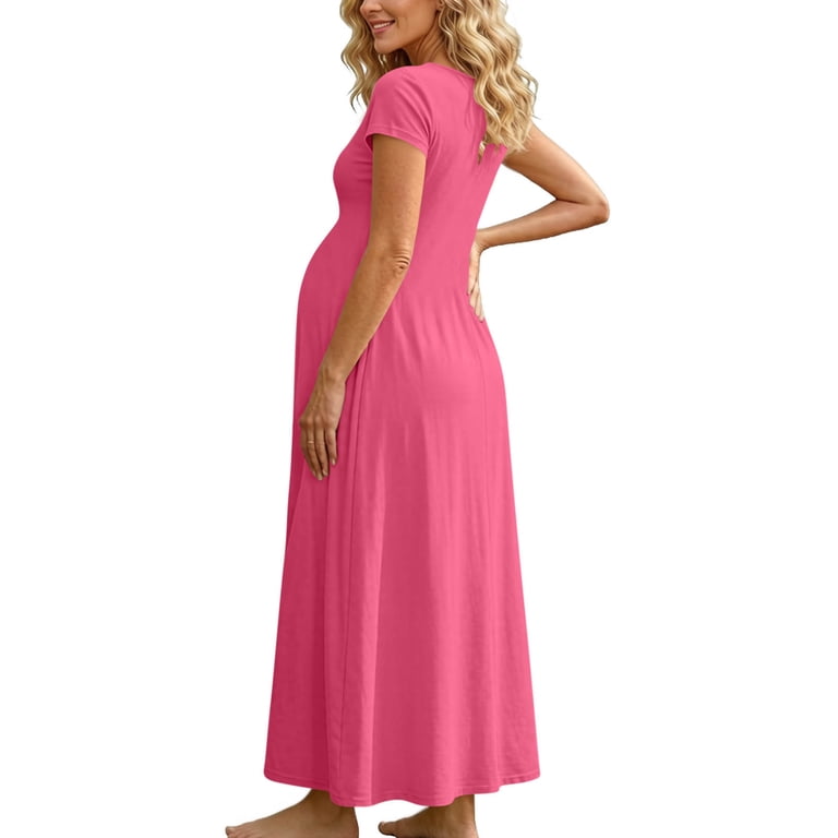 Fchengtais Maternity Maxi Dress Short Sleeve Crewneck Pregnancy Dresses Summer Casual Loose Maternity Outfits for Baby Shower, Infant Girl's, Size: Fchengtais Maternity Maxi Dress Short Sleeve Crewneck Pregnancy Dresses Summer Casual Loose Maternity Outfits for Baby Shower, Infant Girl's, Size: