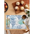 thumbnail image 5 of Blue Teal Grey Coral Coastal Placemats Set of 6, Summer Beach Nautical Ocean Placemats for Dining Table, Place Mats for Kitchen Tabletop, Waterproof Wipeable Dining Table Mats Set, 5 of 9