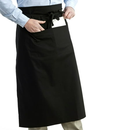 

Universal Unisex Women Men Kitchen Cooking Waist Apron Short Apron Waiter Apron with Double Pockets (Black)