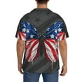 thumbnail image 5 of Cauagu Butterfly With USA Flag Men's Short Sleeve Button Down Hawaiian Shirt for Men Bowling Shirts Casual Summer Beach Shirt,Large, 5 of 6