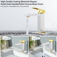 thumbnail image 4 of Bathroom Faucet 1 Hole, Single Handle Stainless Steel Bathroom Sink Faucet, Modern Vanity Faucets with Deck Plate,Water Supply Hoses and Pop Up Drain,Polish Chrome Handle and Polish Gold, 4 of 18