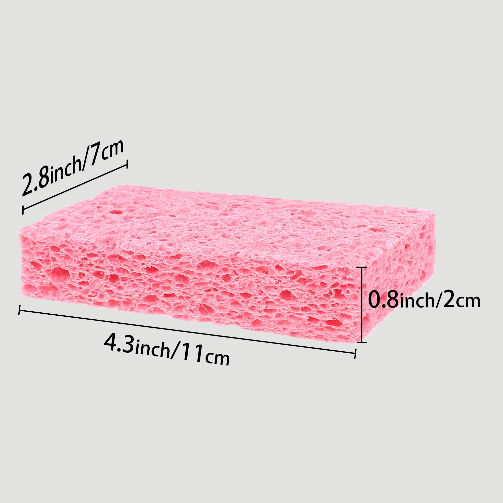 Unique Bargains 6 Pack Non-Scratch Sponges Kitchen Cleaning Sponges Pink 4.3"x2.8"x0.8"