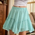 thumbnail image 2 of Womens Shorts 2025 Summer Low Rise Lace Mini Skirt Pleated Ruffle Skirt Flowy Asymmetrical Underskirt Fairy Half Skirt Casual Jean Shorts S-L, 2 of 8