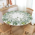 thumbnail image 2 of Sping Round Fitted Tablecloth Best for 44"-48" Leaves Table Cloth Elastic Edge Washable Farmhouse Rustic Floral Leaf Butterfly Spring Green Table Cover for Party Picnic Indoor Decor, 2 of 6