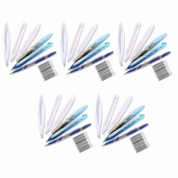 15 Pieces of Silicone Resin Mold Ball Point Pen Mold, Crystal Epoxy Mold, Used for DIY Handicraft Decoration,15 x silicone mold 125 x refill,White