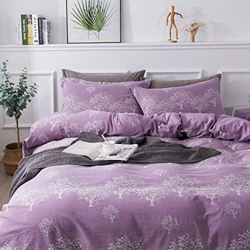 Softta Vintage Luxury Bedding Set Boho Cal King Size 3pcs Duvet Cover Silver Tree And Shabby Flower Pattern 100 Double Layer Washed Cotton Modern Romantic Purple Com Softta Vintage Luxury Bedding Set Boho, Romantic Luxury Bedding Sets King Size