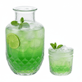 thumbnail image 1 of Jarra de Vidrio con Vaso, Diseño Diamante con Textura en Relieve, Mesa de Noche, Perfecto para Agua, Jugos o Infusiones, Capacidad 577 ml/ 207 ml, 1 of 13