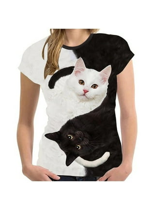 Cat print t shirt cheap