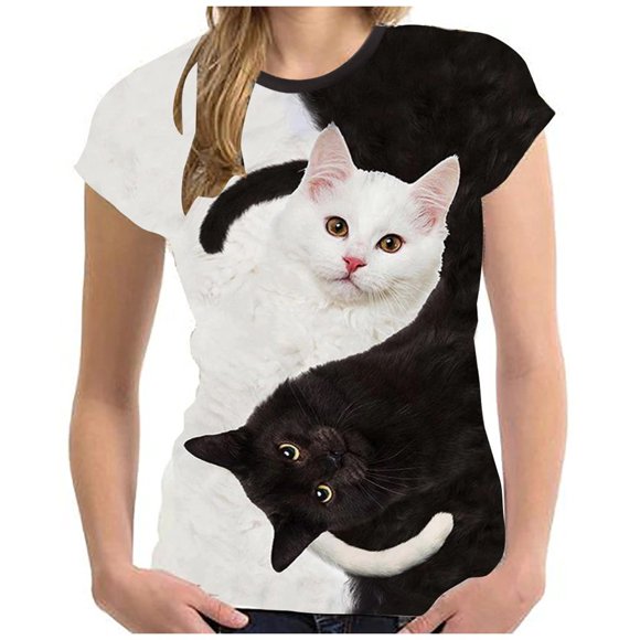 Staron T-Shirts for Women Crewneck Cat Lover Gift Shirts Loose Casual Trendy Summer Short Sleeve T-Shirts Basic Cute Tee