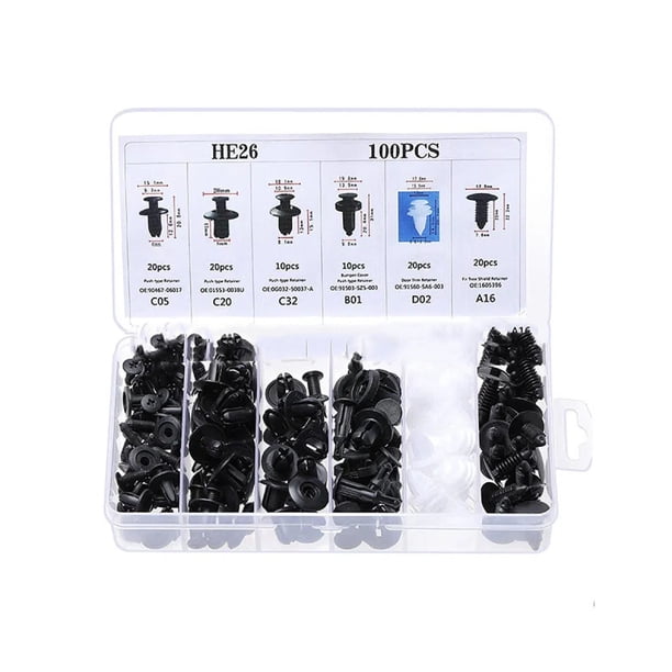 Sujetadores de nailon para parachoques, Clips para parachoques con herramienta de extracción de sujetadores, panel de puerta, guardabarros, hebilla de parachoques