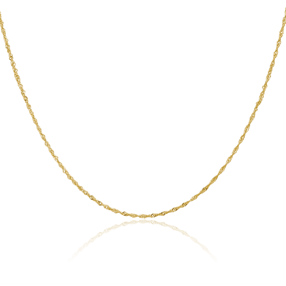14K Solid Yellow Gold 1mm Singapore Chain Necklace