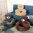 thumbnail image 3 of Cama suave para mascotas, sofá, cama para gatos con funda extraíble, base antideslizante, lavable Caqui Pequeño, 3 of 8