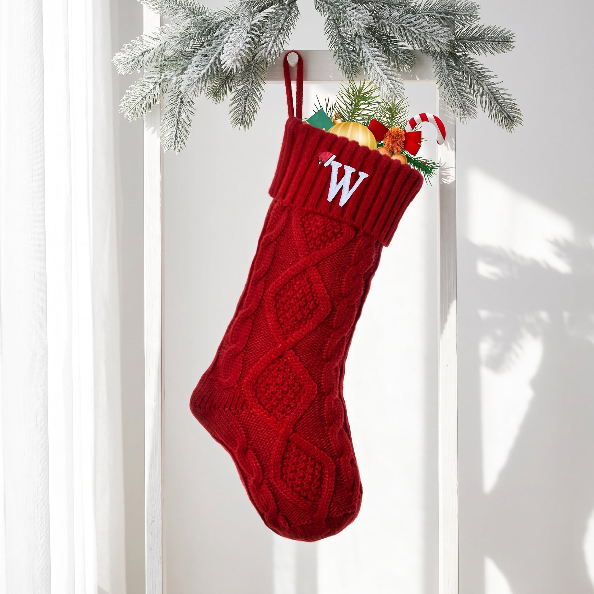 Unique Bargains Canine Bone Christmas Stocking Puppy Keepsake Sack Red Letter W 17"