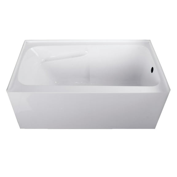 Aqua Eden VTAP543023R 54-Inch Acrylic Rectangular 3-Wall Alcove Tub with Arm Rest and Right Hand Drain Hole in Glossy White