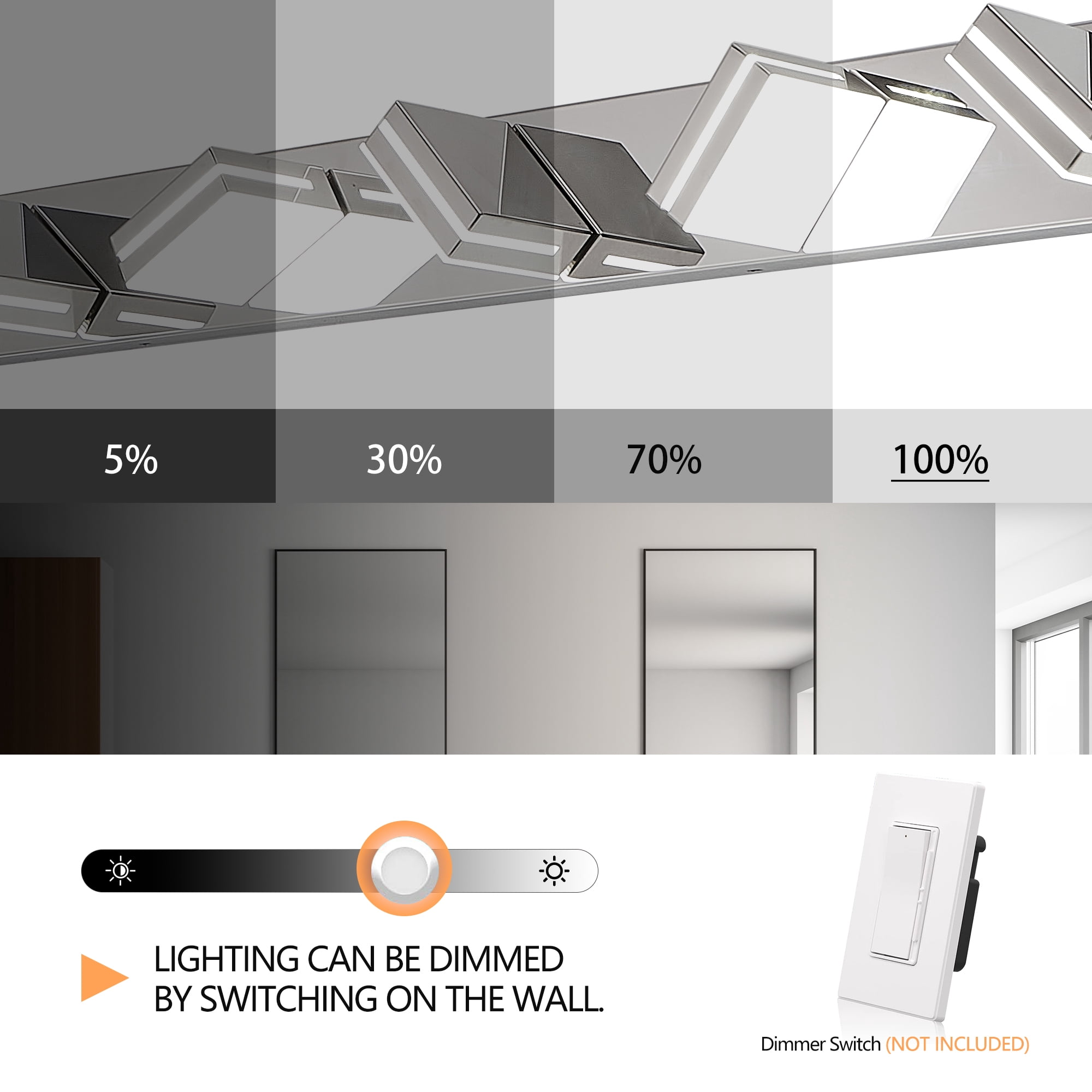 Leumius Modern 7-Light LED Vanity Light, Sleek Minimalist Design, Energy-Efficient, Easy to Install Wall Sconce for Mirror, Bathroom, Bedroom and Hallway Chrome