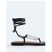 Free Assembly Women's Beaded Wrap Sandals