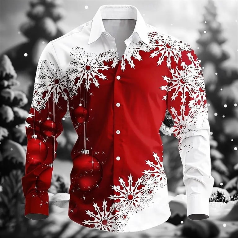 christmas themed dress shirts Men's Print Shirt The smooth