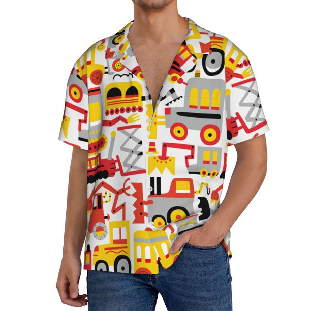Balery Cars Camisa Casual de Manga Corta con Botones para Hombre, Texturizada, Estilo Cubano, para Playa, Verano-Small